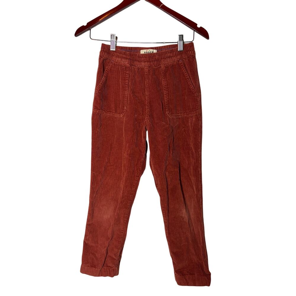 Mini Boden Burn Orange corduroy pants sz 11-12